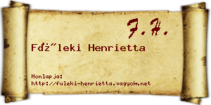 Füleki Henrietta névjegykártya